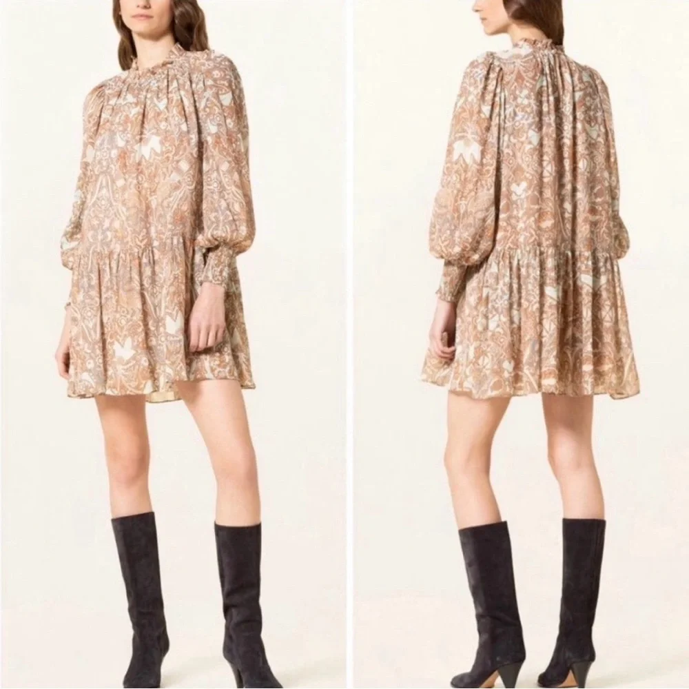 Ulla Johnson Maja Feldspar Paisley Chiffon Minidress Size 6 Long Sleeve EUC - Picture 1 of 16